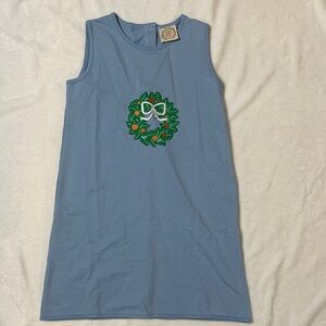 NWOT the Beaufort bonnet co. Blue Sleeveless Dress with Wreath Design 12